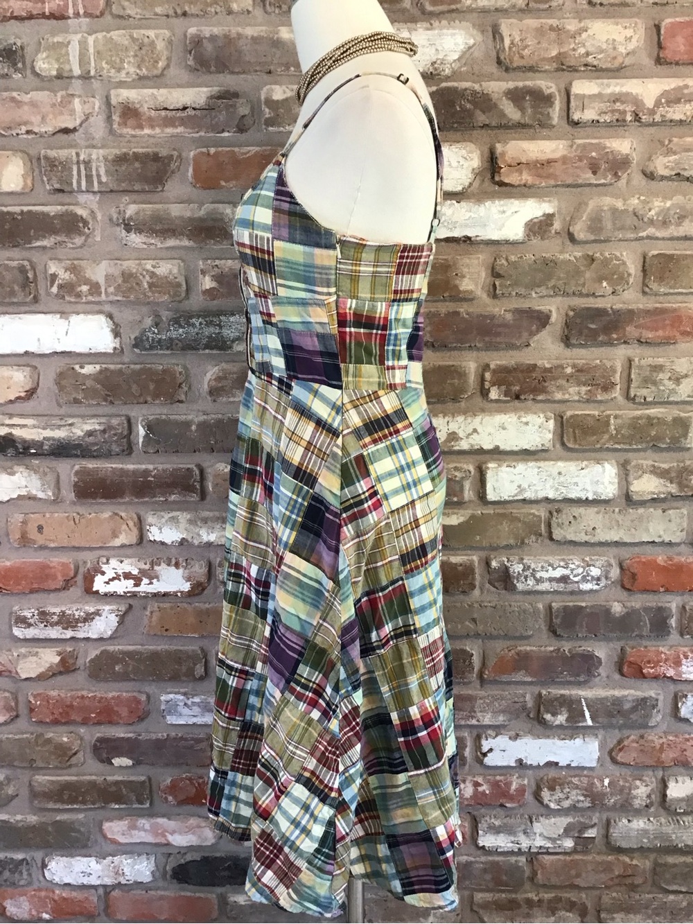 Tommy Hilfiger Vintage Women's Y2K Patchwork Plaid Button-Front Midi Dress 6 - Picture 3 of 7